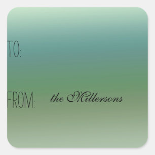 Blue Green Ombre Gift Tag Quadratischer Aufkleber