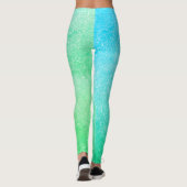 Blue Green Ombre Glitzer Leggings (Rückseite)