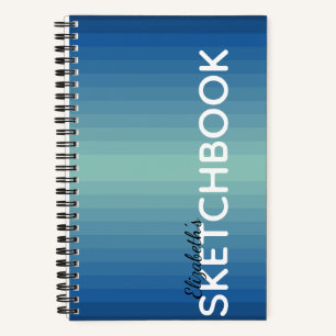 Blue Green Ombré Gradient Elegantes Sketchbook Hin Notizblock