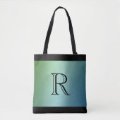 Blue Green Ombre Gradient mit Monogram Tasche (Vorderseite)