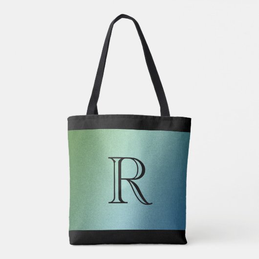 Blue Green Ombre Gradient mit Monogram Tasche (Rückseite)