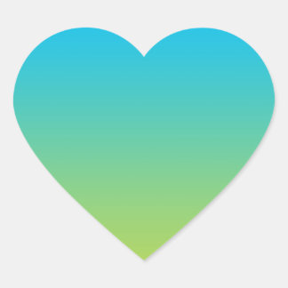 Blue & Green Ombre Herz-Aufkleber