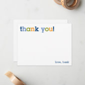 Blue, Green & Orange Dankeschön Note Card Mitteilungskarte (Vorderseite/Rückseite Beispiel)