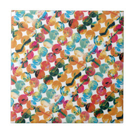 Blue Green Orange Grunge Circle Abstract Modern Fliese