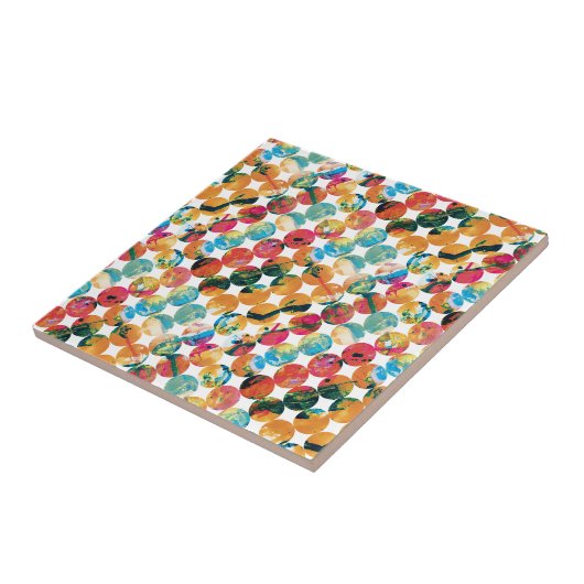 Blue Green Orange Grunge Circle Abstract Modern Fliese (Seite)