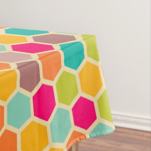 Blue Green Orange Honigwabenkraut Hexagon-Watte Tischdecke