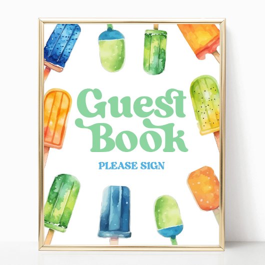 Blue Green Orange Popsights Guest Book Table Sign Poster