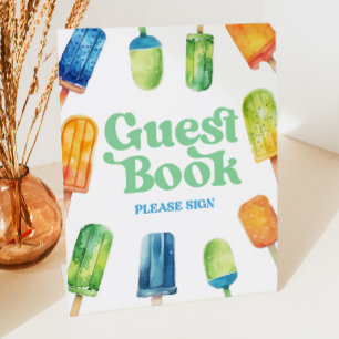 Blue Green Orange Popsights Guest Book Table Sign Sockelschild