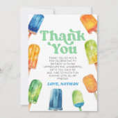 Blue Green Orange Retro Popsiday Party Dankeskarte (Vorderseite)