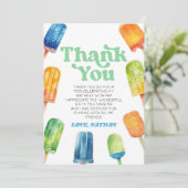 Blue Green Orange Retro Popsiday Party Dankeskarte (Stehend Vorderseite)
