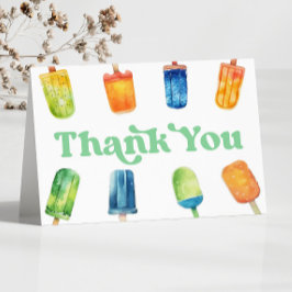 Blue Green Orange Retro Popsiday Party Dankeskarte