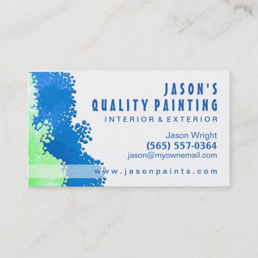 Blue & Green Painter Business Card Visitenkarte (Vorderseite)