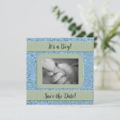 Blue Green Paisley Boy Baby Dusche Einladung (Stehend Vorderseite)