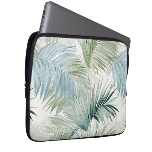 Blue Green Palm Blätter Laptopschutzhülle (Vorne Rechts)