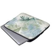 Blue Green Palm Blätter Laptopschutzhülle (Vorne Knopf)