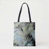 Blue Green Palm Blätter Tote Tasche (Vorderseite)