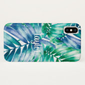 Blue & Green Palm Print iPhone X Fall Case-Mate iPhone Hülle (Rückseite (Horizontal))