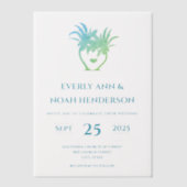 Blue Green Palm TrSimple Moderne Minimalistische H Pergament Einladungen (Vorderseite)