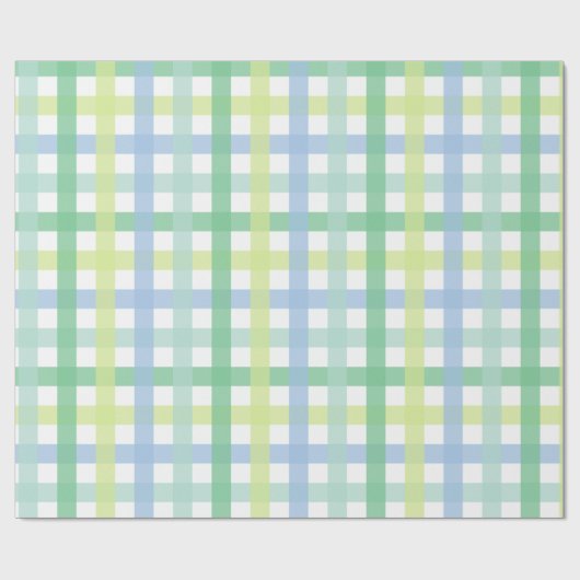 Blue Green Pastel Gingham Pattern Geschenkpapier (Flach)