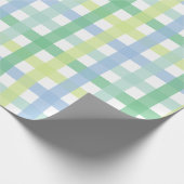 Blue Green Pastel Gingham Pattern Geschenkpapier (Ecke)