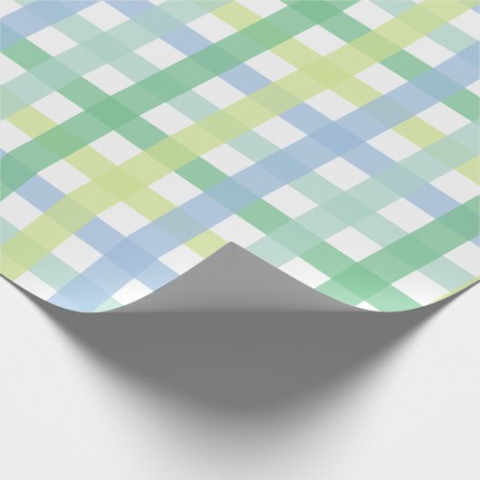 Blue Green Pastel Gingham Pattern Geschenkpapier (Ecke)