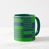 Blue Green Patchwork Stripes Design  Tasse (VorderseiteRechts)