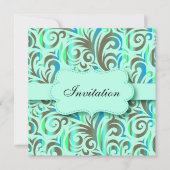 Blue & Green Pattern Party Celebration| DIREKT Einladung (Vorderseite)