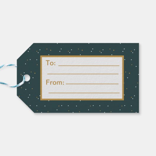 Blue Green Peace, Joy, Liebe Gold Weihnachtskranz Geschenkanhänger (Rückseite Horizontal)