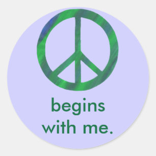 Blue Green Peace Sign, beginnt mit mir Aufkleber