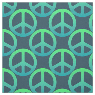 Blue Green Peace Sign Stoff