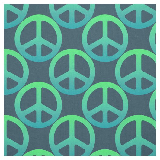 Blue Green Peace Sign Stoff (Muster)