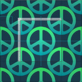 Blue Green Peace Sign Stoff (Kachel)