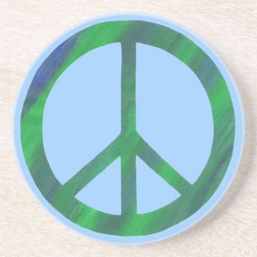 Blue Green Peace Sign, Untersetzer (Vorne)