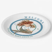 Blue Green Peach Pink Adorable Mermaid Baby Dusche Pappteller (Schrägansicht)