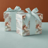 Blue Green & Peachy Coral Mermaid Muster Geschenkpapier