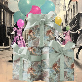 Blue Green & Peachy Coral Mermaid Muster Geschenkpapier