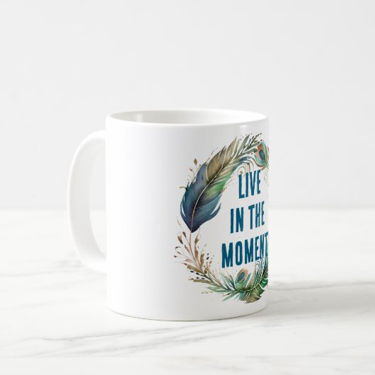Blue Green Peacock Feathers Kaffeetasse (Vorderseite Links)