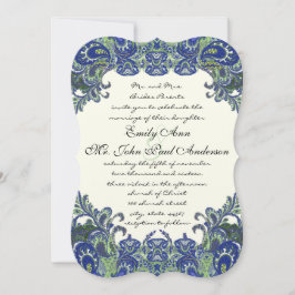 Blue & Green Peacock Hochzeitseinladungen für Elfe Einladung