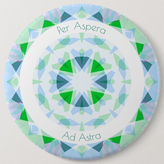 Blue Green Per Aspera Ad Astra Stars Motivierend Button (Vorderseite)