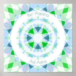 Blue Green Per Aspera Ad Astra Stars Motivierend Poster