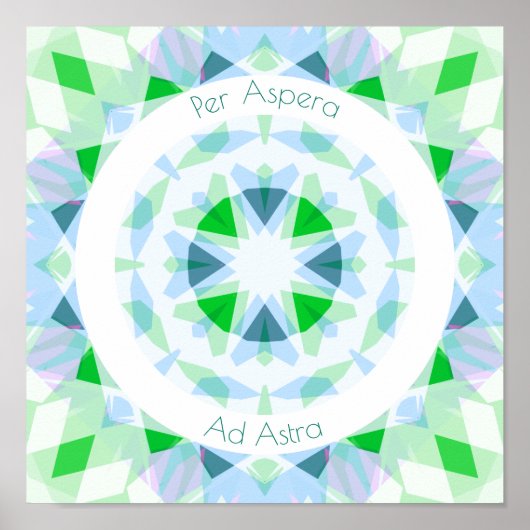 Blue Green Per Aspera Ad Astra Stars Motivierend Poster (Vorne)