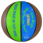 Blue Green Personalisiert Name Stars Basketball (Vertikal)