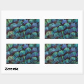 Blue-green pheasant feather design rechteckiger aufkleber (Blatt)