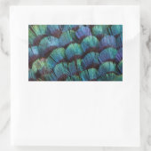 Blue-green pheasant feather design rechteckiger aufkleber (Tasche)