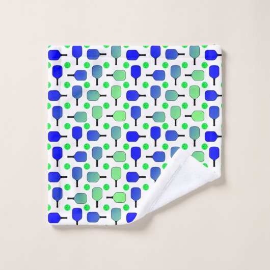 Blue & Green Pickleball Paddle Green Pickleballs Badhandtuch Set (Waschlappen)
