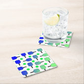 Blue & Green Pickleball Paddle Green Pickleballs Rechteckiger Pappuntersetzer (Vor Ort)