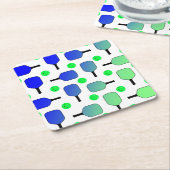 Blue & Green Pickleball Paddle Green Pickleballs Rechteckiger Pappuntersetzer (angewinkelt)