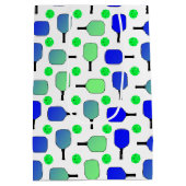 Blue & Green Pickleball Paddles Balls Personalisie Mittlere Geschenktüte (Rückseite)