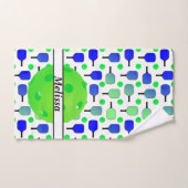 Blue & Green Pickleball Paddles Green Personalisie Handtuch (Handtuch)