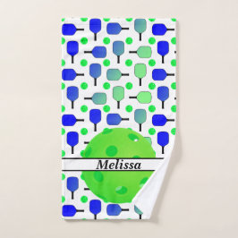 Blue & Green Pickleball Paddles Green Personalisie Handtuch